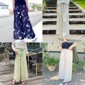 夏用（紗）和柄ワイドパンツ サイズM   [77]の画像