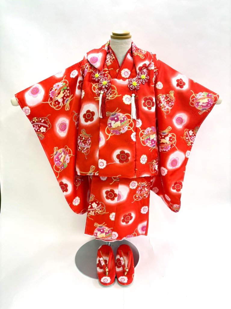 子どもきもの 被布6点セット／3歳用 （女の子）【23】の画像