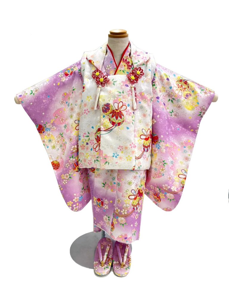 子どもきもの 被布6点セット／3歳用 （女の子）【24】の画像