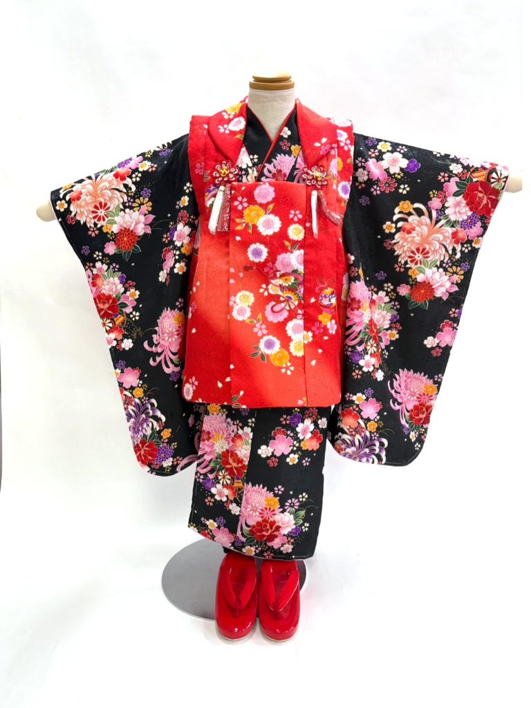 子どもきもの 被布6点セット／3歳用 （女の子）【32】の画像