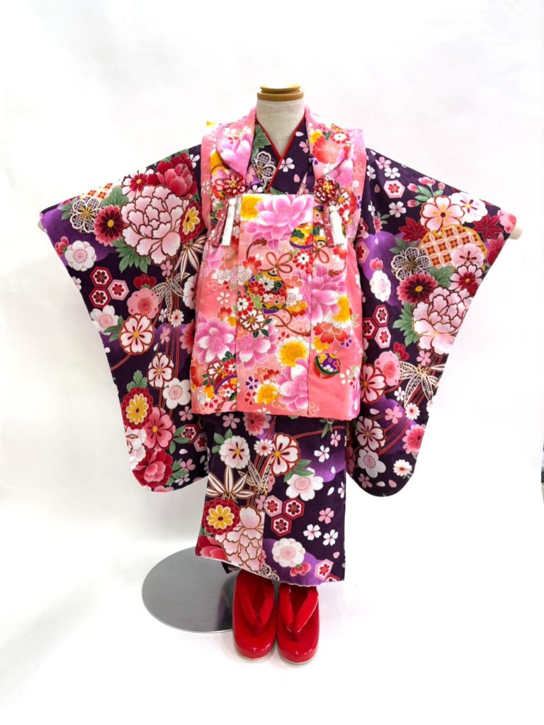 子どもきもの 被布6点セット／3歳用 （女の子）【34】の画像