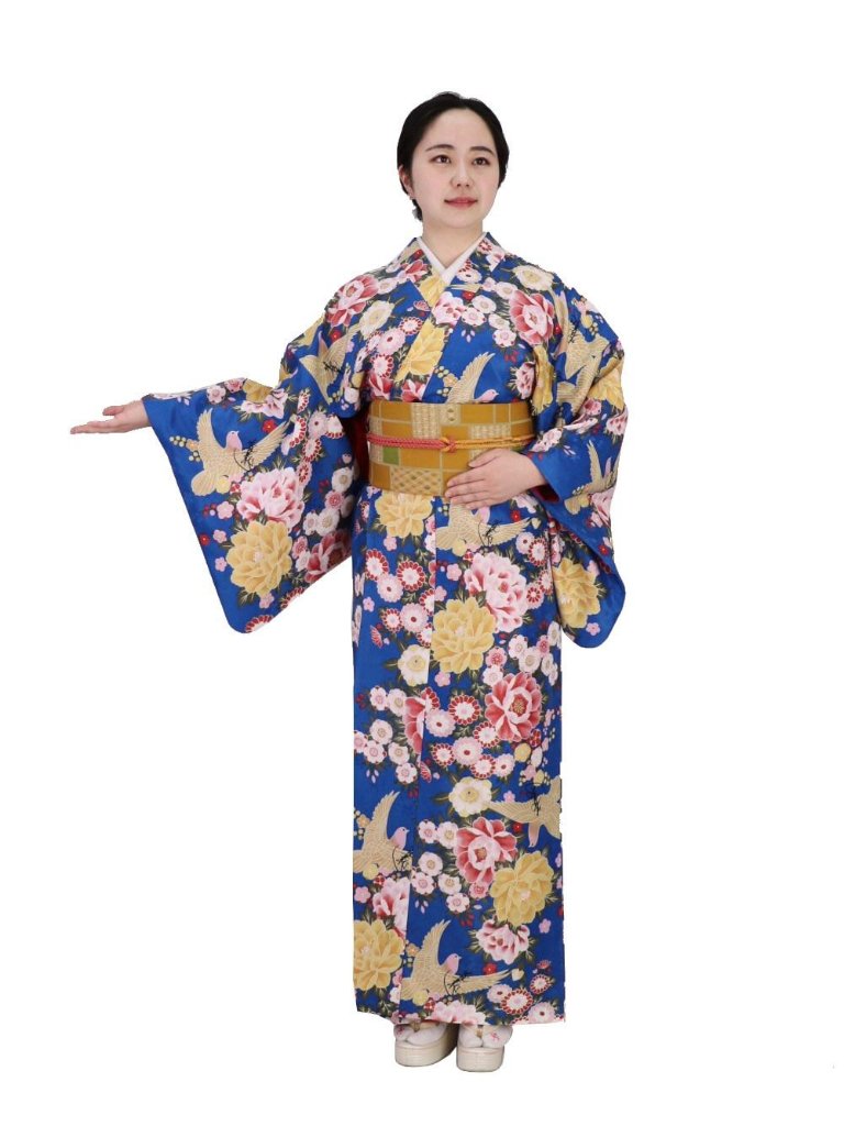 衿つき着物(リボン帯付き) [花らんまん 青] ※着物単品 ¥23,100の画像