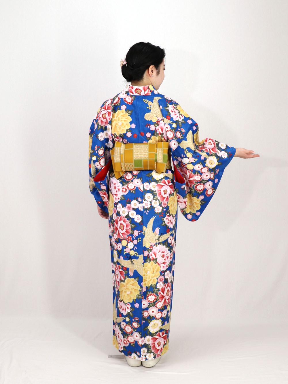 衿つき着物(リボン帯付き) [花らんまん 青] ※着物単品 ¥23,100の画像