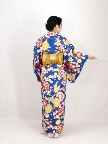 衿つき着物(リボン帯付き) [花らんまん 青] ※着物単品 ¥23,100の画像