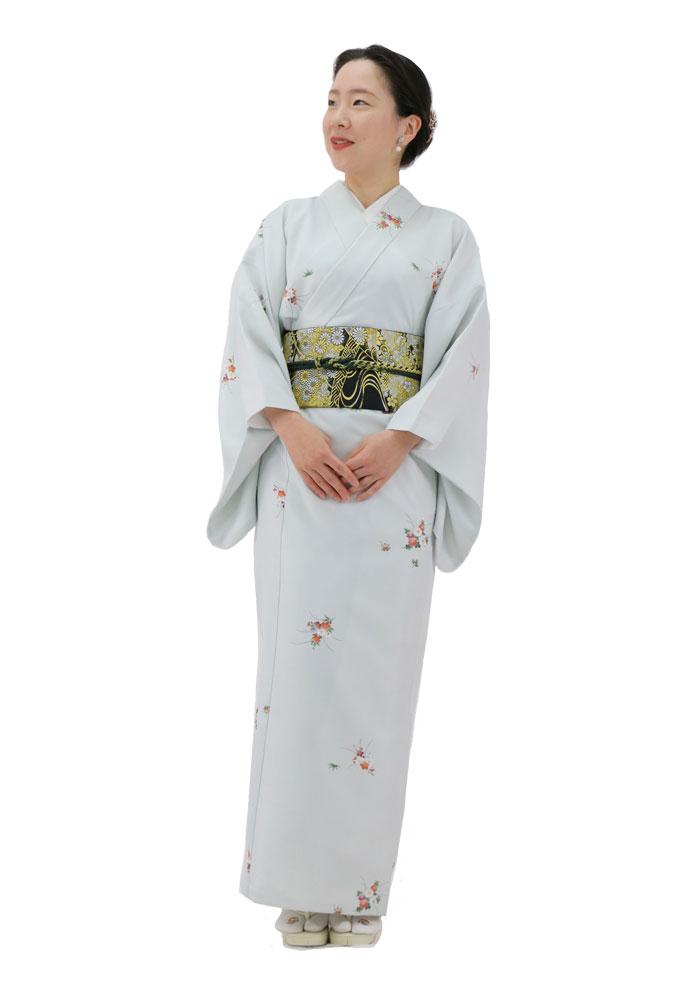 衿付き着物(お太鼓帯付)  [ご縁華 藍白 1-A] ※着物単品 23,100円の画像