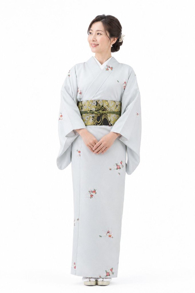 衿付き着物(お太鼓帯付)  [ご縁華 藍白 1-A] ※着物単品 23,100円の画像