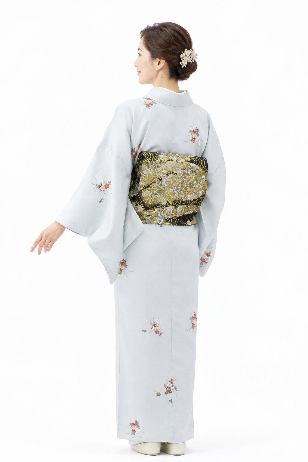 衿付き着物(お太鼓帯付)  [ご縁華 藍白 1-A] ※着物単品 23,100円の画像