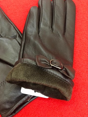 本ラム革手袋（リボン） ダークブラウン Fの画像