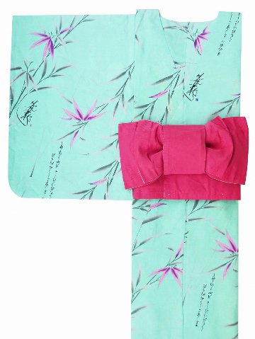 帯が選べる! (衿なし) 浴衣〈竹宵歌/薄緑〉　※浴衣単品 ¥13,200の画像