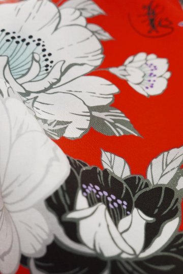 帯が選べる! (衿なし) 浴衣〈華蝶/赤〉　※浴衣単品 ¥13,200の画像