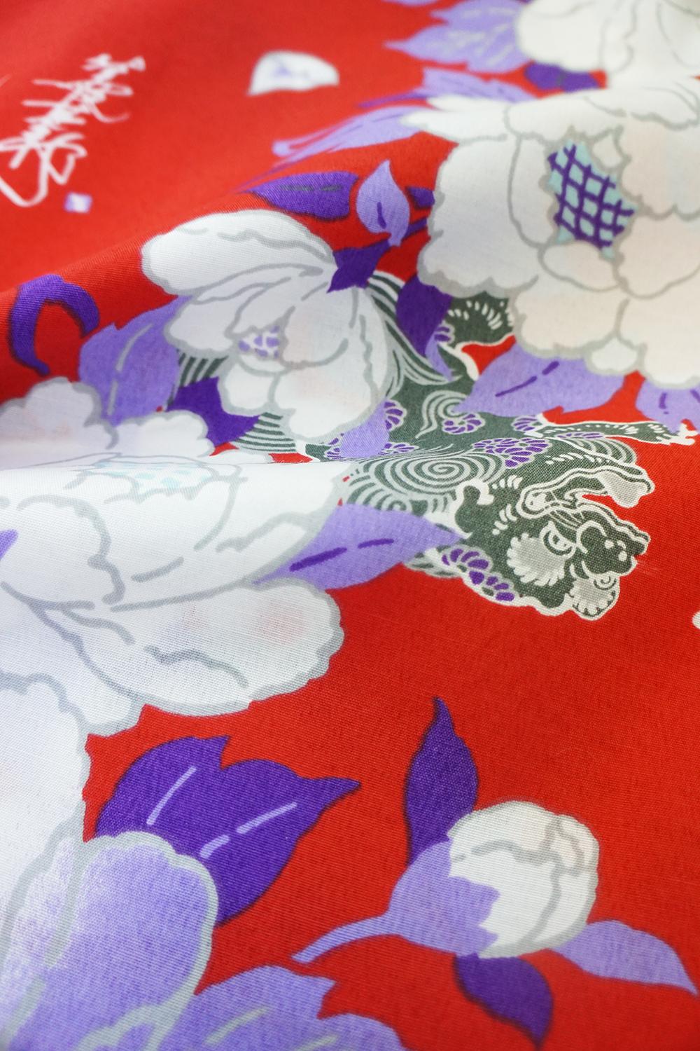 帯が選べる! (衿なし) 浴衣〈華牡丹/赤〉　※浴衣単品 ¥13,200の画像
