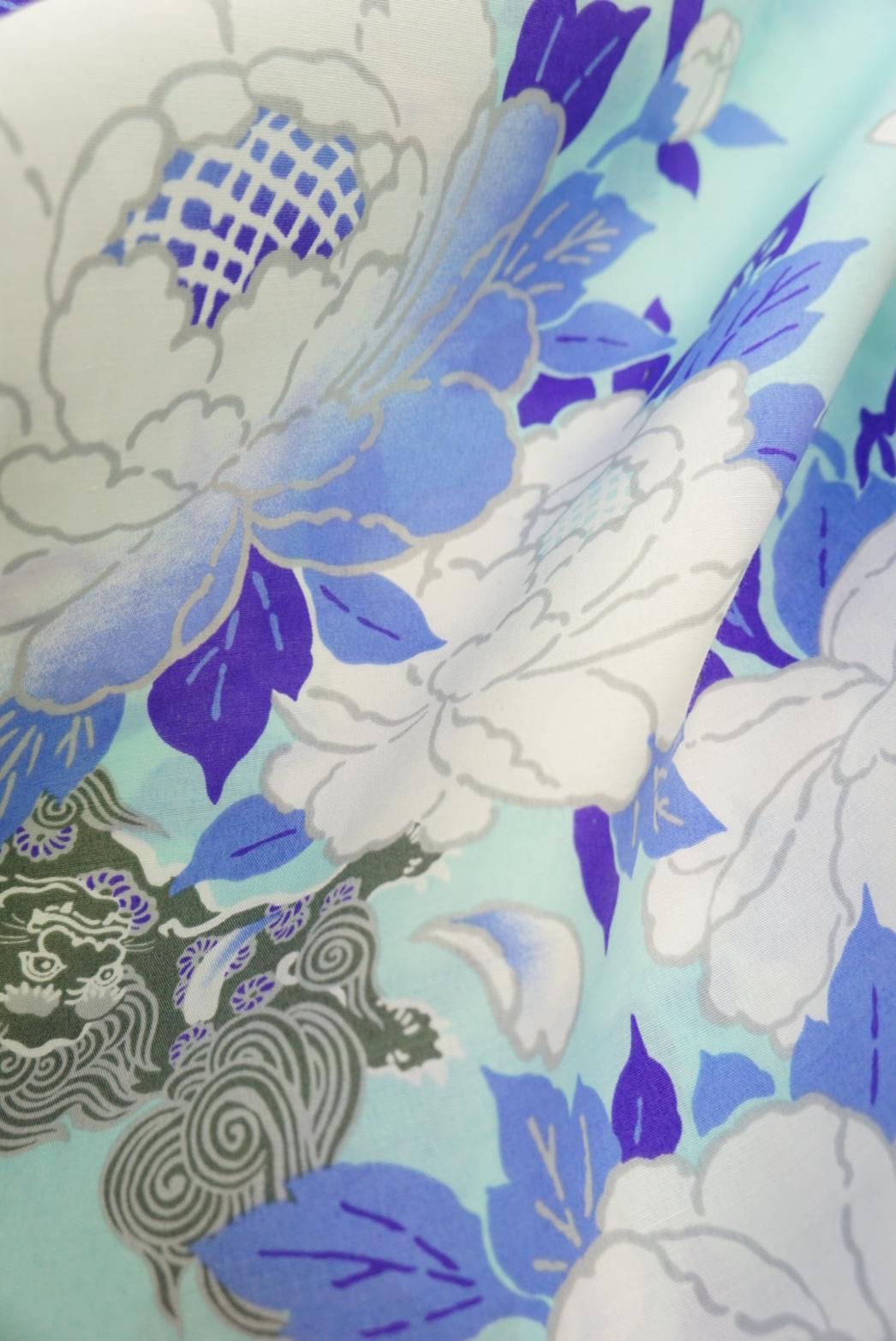 帯が選べる! (衿なし) 浴衣〈華牡丹/水色〉　※浴衣単品 ¥13,200の画像