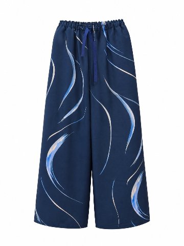 和柄ワイドパンツ　[水月 紺]　日本製の画像
