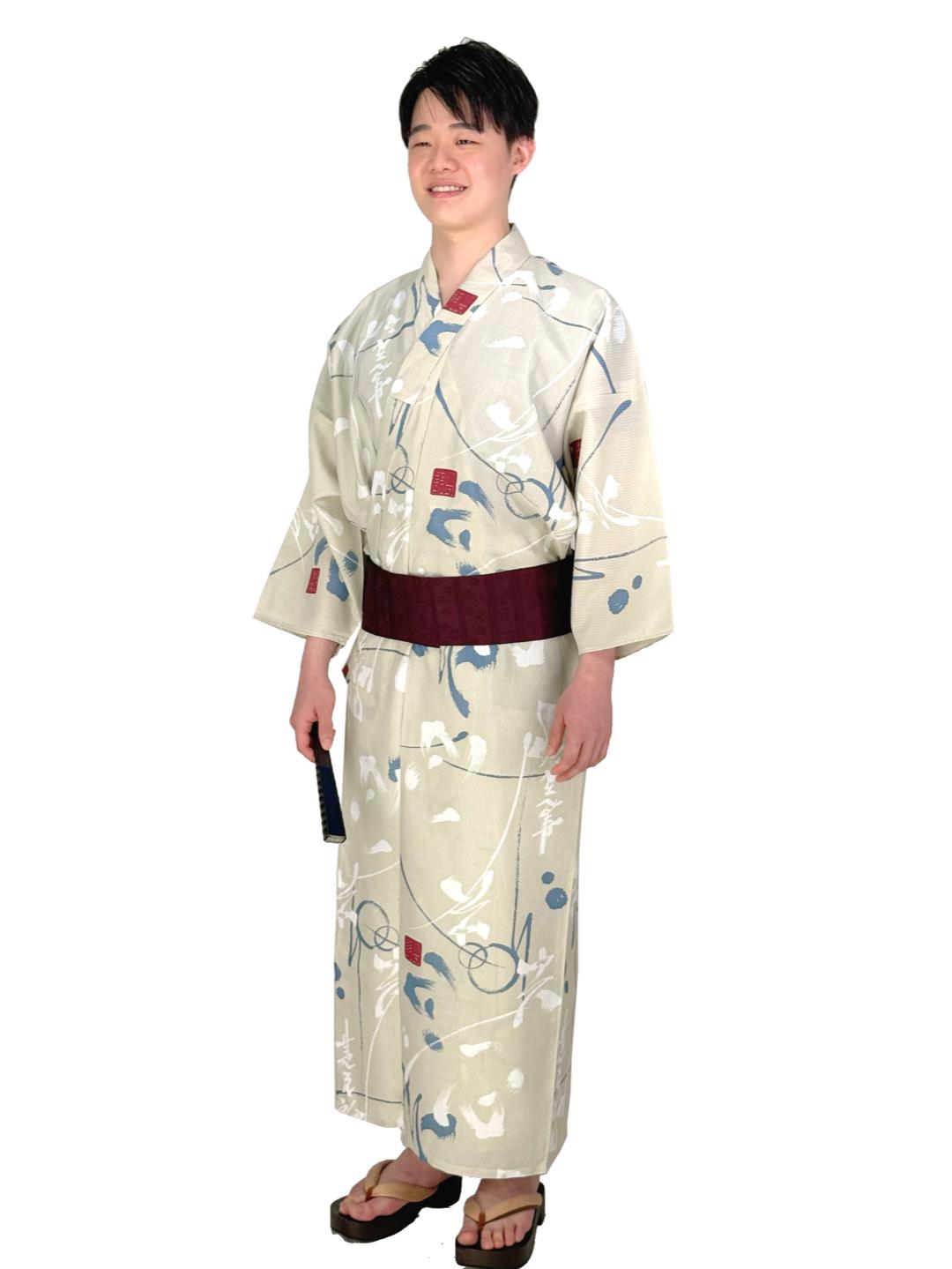 男性用浴衣＋帯の２点セット（一心）選べる５色の画像