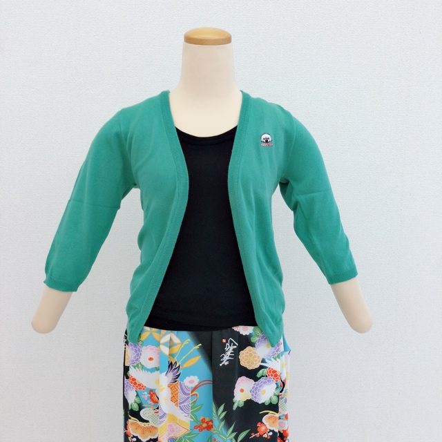 カーディガン（七分袖／緑）の画像