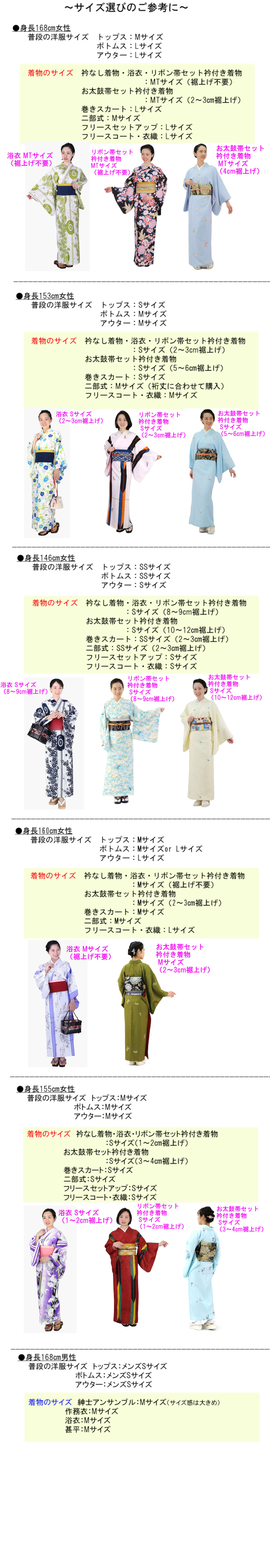 サイズ参考ページ｜仕立屋甚五郎通販サイト