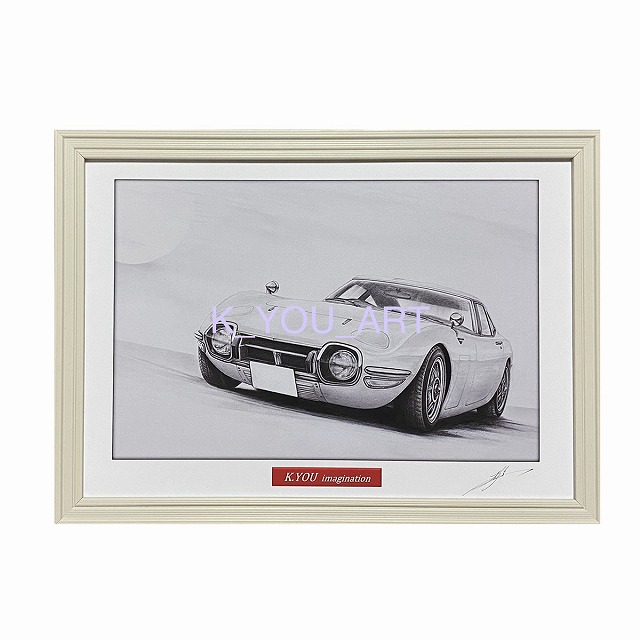 トヨタ2000GT前期フロント　【鉛筆画】 A4サイズ の画像