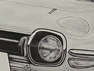 トヨタ2000GT前期フロント　【鉛筆画】 A4サイズ 画像