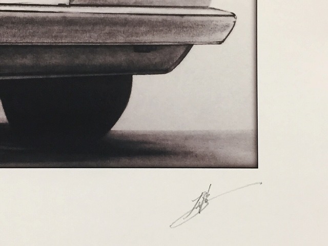 ハコスカ ４ドア GT-R 前期 リア　【鉛筆画】イラスト A4サイズ 額入り画像