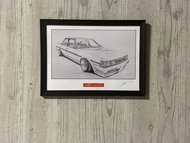 絵 トヨタ TOYOTA クレスタ GX71 【鉛筆画】名車 旧車 イラスト A4