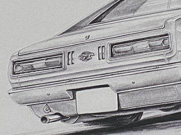 カリーナ ハードトップ 1600GT　TA17 【鉛筆画】イラスト A4サイズ 額入りの画像