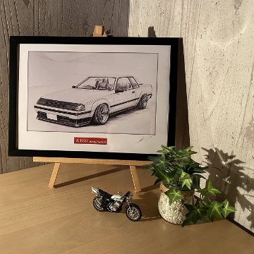AA63セリカGT-R ブラックマスク 【鉛筆画】イラスト A4サイズ 額入りの画像