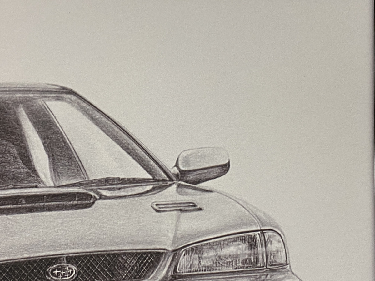 スバル インプレッサ　22B ST i  【鉛筆画】イラスト A4サイズ 額入りの画像