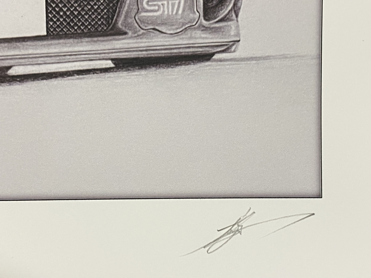 スバル インプレッサ　22B ST i  【鉛筆画】イラスト A4サイズ 額入りの画像