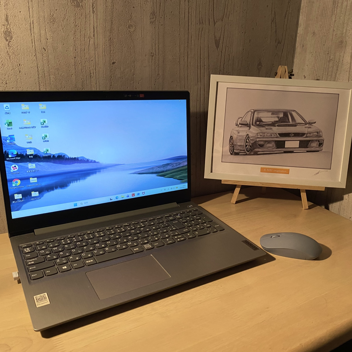 スバル インプレッサ　22B ST i  【鉛筆画】イラスト A4サイズ 額入りの画像