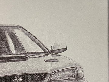 スバル インプレッサ　22B ST i  【鉛筆画】イラスト A4サイズ 額入りの画像