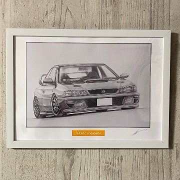 スバル インプレッサ　22B ST i  【鉛筆画】イラスト A4サイズ 額入りの画像