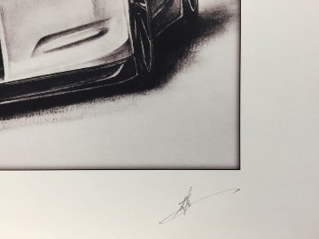 スカイライン R35 GT-R 【鉛筆画】イラスト A4サイズ 額入り画像