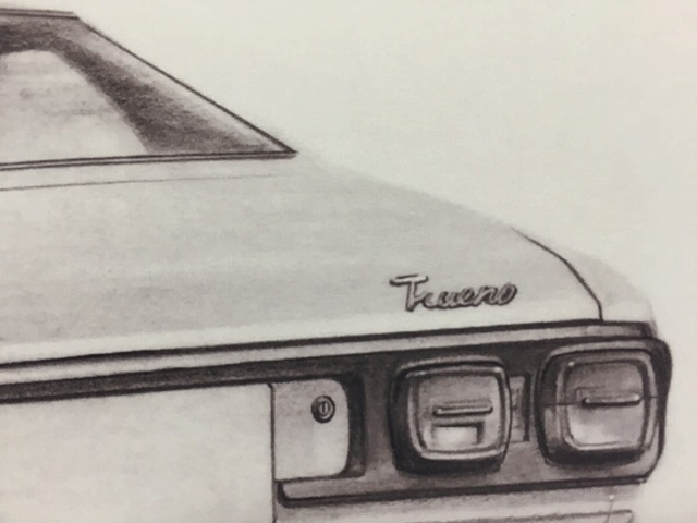 トヨタ 27トレノ リア 【鉛筆画】イラスト A4サイズ 額入り画像
