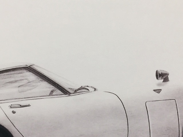 トヨタ 2000GT 後期　リア 【鉛筆画】イラスト A4サイズ 額入り画像