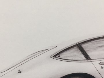 トヨタ 2000GT 後期　リア 【鉛筆画】イラスト A4サイズ 額入り画像