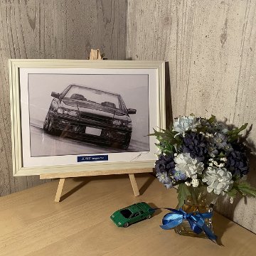 スカイライン R31 GTS-R　 【鉛筆画】イラスト A4サイズ 額入りの画像