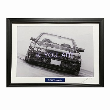 スカイライン R31 GTS-R　 【鉛筆画】イラスト A4サイズ 額入りの画像