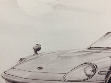 フェアレディ 240ZG フロント 【鉛筆画】イラスト A4サイズ 額入り画像