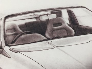 スカイライン R33 GT-R 【鉛筆画】イラスト A4サイズ 額入り画像