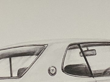 ハコスカ 2ドア GT-R リアサイド 【鉛筆画】 A4サイズ 額付き画像