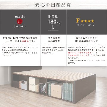 大型収納チェストベッド ダブル 　 桐 すのこ スライドレール 日本製 大型引出 大容量 本体フレームのみ ブラウン　OHS　フラット パネル　#22 2022年リニューアルの画像