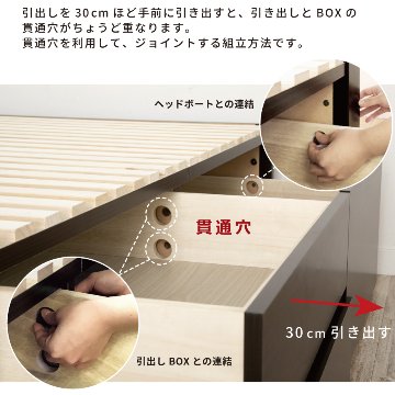 大型収納 ベッド ダブル 桐 すのこ コンセント スライドレール 日本製 大型引出 大容量 本体フレームのみ ブラウン ホワイト OHS ステイシー #22 2022年リニューアルの画像