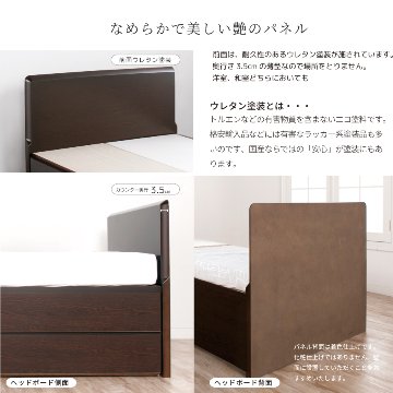 配達日指定可能 チェストベッド ダブルベッド 日本製 5杯引出 ＢＯＸ 収納ベッド 国産ベッド 大容量収納 薄型カウンター フレーム パネル スライドレール パークスの画像
