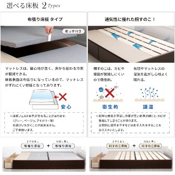 連結ベッド シングル＋セミダブル　引出し2杯付き 引出無し 2台 収納付き 日本製 大容量収納 ヘッドレス 棚付き　フレーム コンセント スライドレール  ベッド 連結金具付 H300 W220 の画像