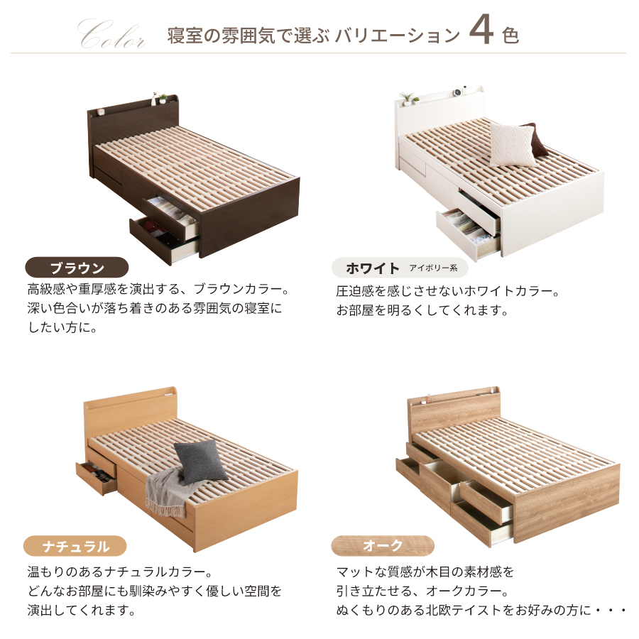 収納付き すのこベッド　チェストベッド 大型 国産ベッド 日本製 セミシングル／シングル／セミダブル 5杯　引出 ＢＯＸ型  すのこ 布団 　本体のみ　薄型カウンター 省スペース ゲイル　3020の画像