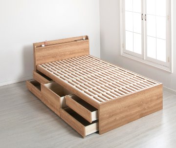 収納付き すのこベッド　チェストベッド 大型 国産ベッド 日本製 セミシングル／シングル／セミダブル 5杯　引出 ＢＯＸ型  すのこ 布団 　本体のみ　薄型カウンター 省スペース ゲイル　3020の画像