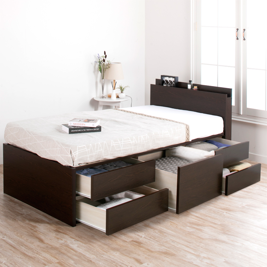 SS/S ショート チェストベッド 日本製 5杯引出 収納 コンパクト