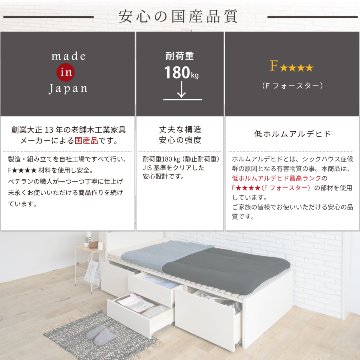 大型収納 ベッド シングル S 桐 すのこ コンセント スライドレール 日本製 大型引出 大容量 本体フレームのみ ブラウン ホワイト OHS ステイシー #22 2022年リニューアルモデル画像