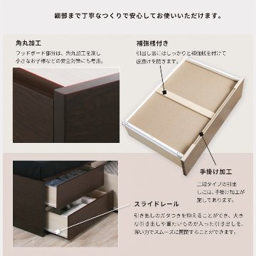 配達日指定可能 チェストベッド セミシングル／シングル／セミダブル 日本製 5杯引出 ＢＯＸ 収納ベッド 国産ベッド 大容量収納 薄型カウンター フレームのみ コンセント スライドレール マクレーンの画像