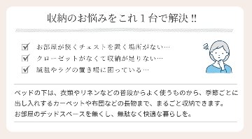 チェストベッド ヘッドレス　ダブル　ベッド 日本製　収納ベッド 国産ベッド  ベッドフレーム 大容量収納 5杯引出 BOX ブルームの画像